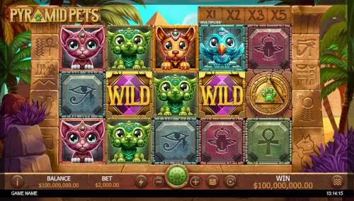 Screenshot of the Pyramid Pets Slot field at Golden Euro Casino